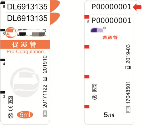50-60mic PRPの血の管は医学のラベルのステッカー10000pcs/Rollを分類する