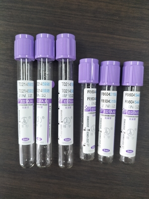 1ml-10ml容量のためのガラスK2EDTAチューブ,ガラス材料の紫色チューブラベル色