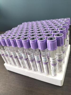 CE 承認されたK2 EDTAチューブ 紫のトップキャップの医療用血液採集チューブ 1ml-10mlタイプ