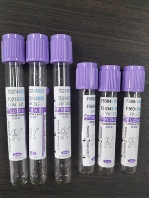 CE 承認されたK2 EDTAチューブ 紫のトップキャップの医療用血液採集チューブ 1ml-10mlタイプ