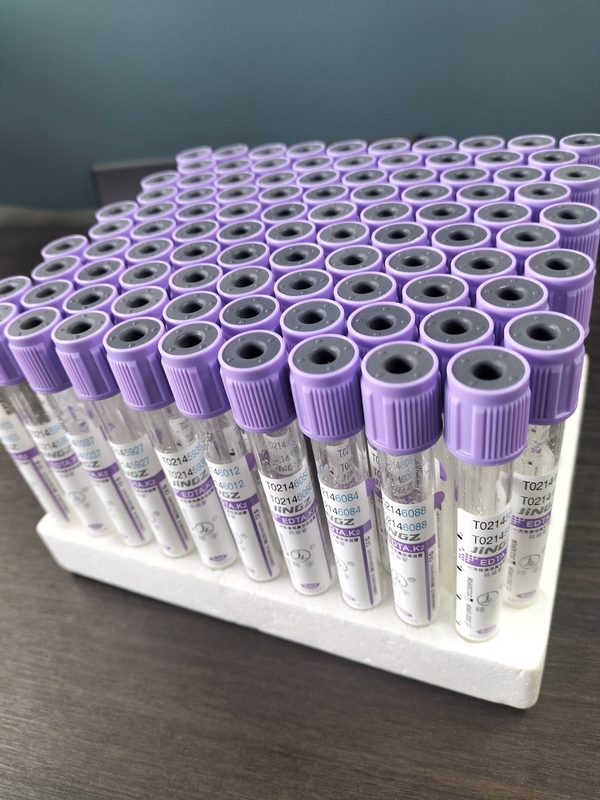 CE 承認されたK2 EDTAチューブ 紫のトップキャップの医療用血液採集チューブ 1ml-10mlタイプ